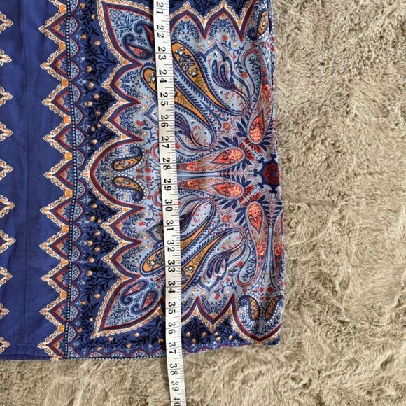 J Jill‎ Dress Paisley Print Colorblock Sleeveless 100% Rayon Side Pockets Medium - Picture 8 of 9